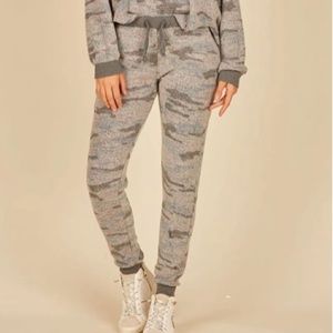 Grey Camo Print Cozy Fleece Joggers